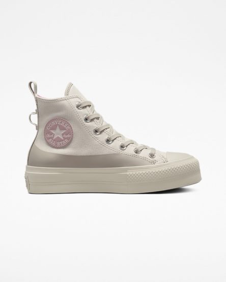 Topanky Na Platforme Converse Chuck Taylor All Star Lift Vody-Repellent Platene Vysoke Damske Béžové Siva | SK ELFB55